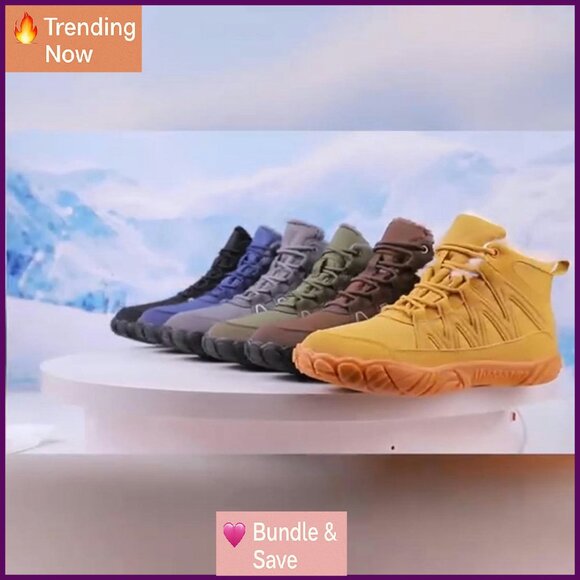 Women's Zero Drop Barefoot Hiking Boots Waterproof Snow Boots Wide Toe - Picture 8 of 8